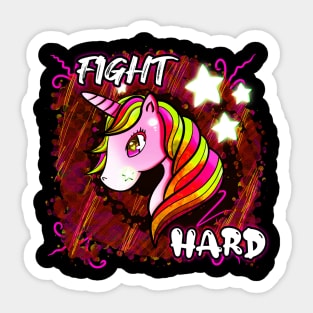 Fight Hard - Cute Unicorn Abstract Stars Sticker